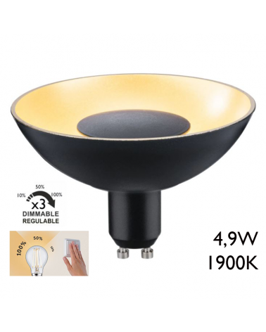 LED Spot 100mm 4.9W GU10 black and gold 1900K Dimmable in 3 steps