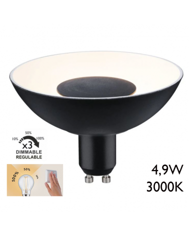 LED Spot 100mm 4.9W GU10 black and white 3000K Dimmable in 3 steps