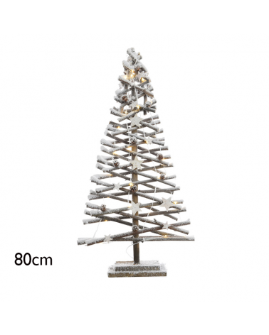 Rattan tree with snowy effect LED lights 80cm with 30 lights for indoor