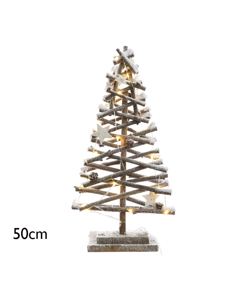 Rattan tree with snowy effect LED lights 50cm for indoor