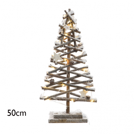 Rattan tree with snowy effect LED lights 50cm for indoor