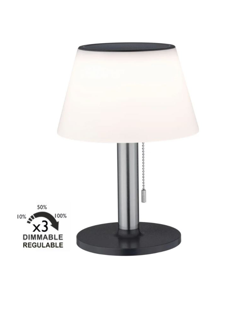 Solar table lamp LED steel finish 3000K Dimmable
