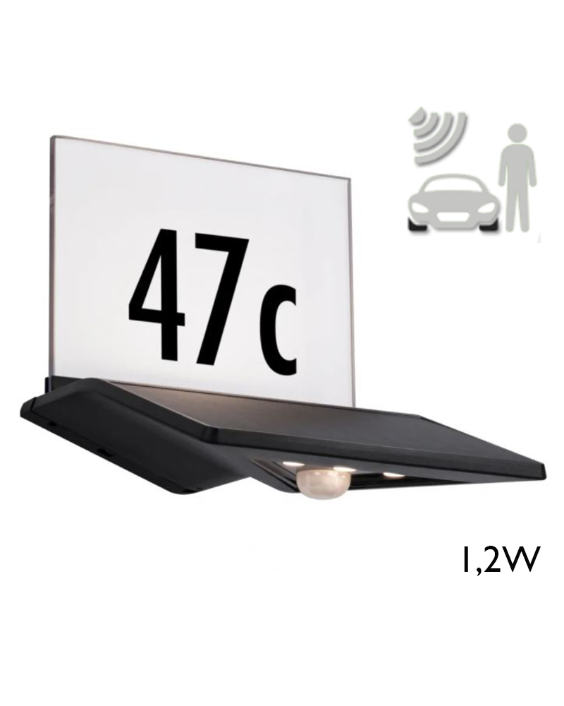 1.2W IP44 3000K LED solar wall light with dusk sensor and self-adhesive