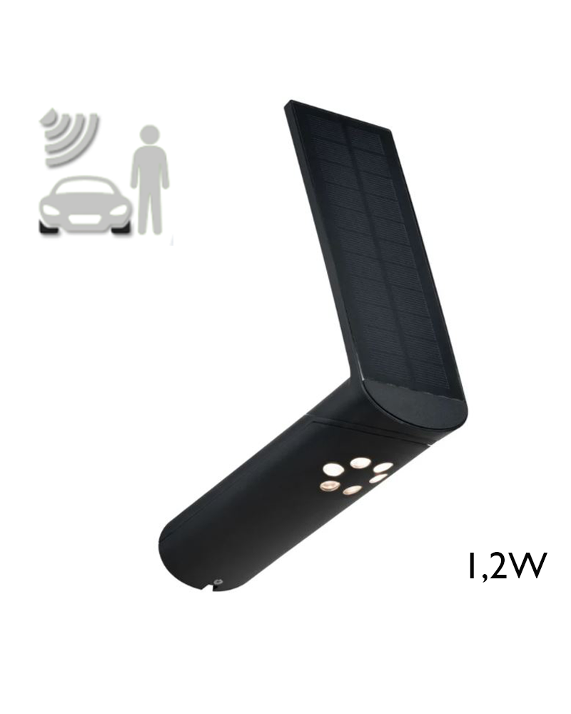 Aplique solar LED antracita 1,2W IP44 3000K con sensor de movimiento