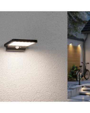 Aplique solar LED acabado negro 4,8W IP44 con sensor de movimiento