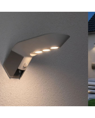 1.22W IP44 3000K LED solar wall light with motion sensor