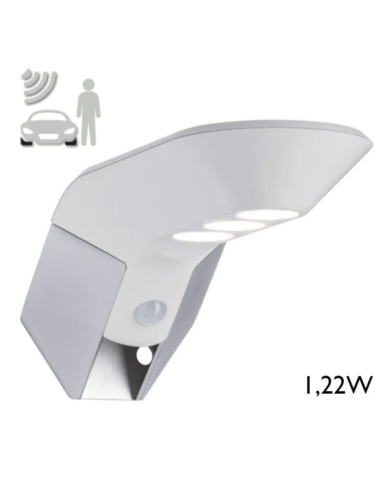 1.22W IP44 3000K LED solar wall light with motion sensor