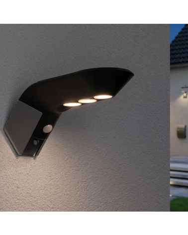Aplique solar LED antracita 1W IP44 3000K con control remoto y control de voz