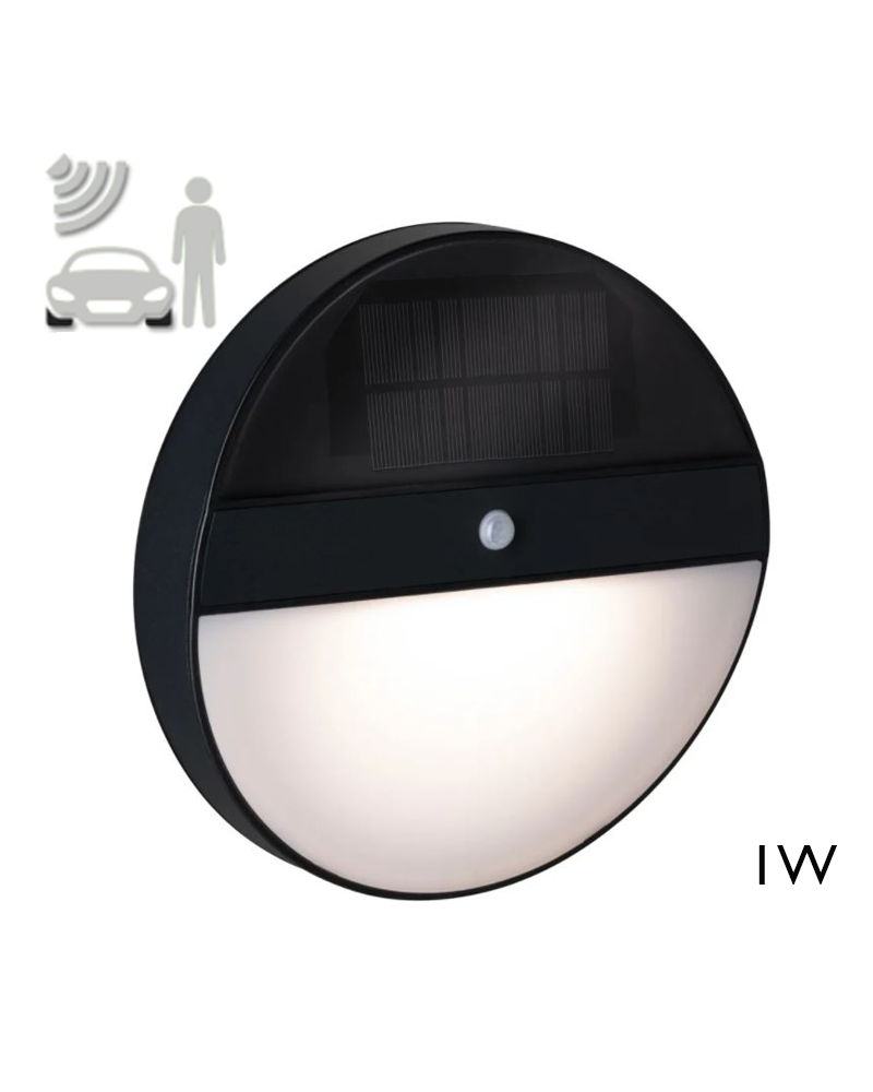 Aplique solar LED 1W IP44 3000K con sensor de movimiento
