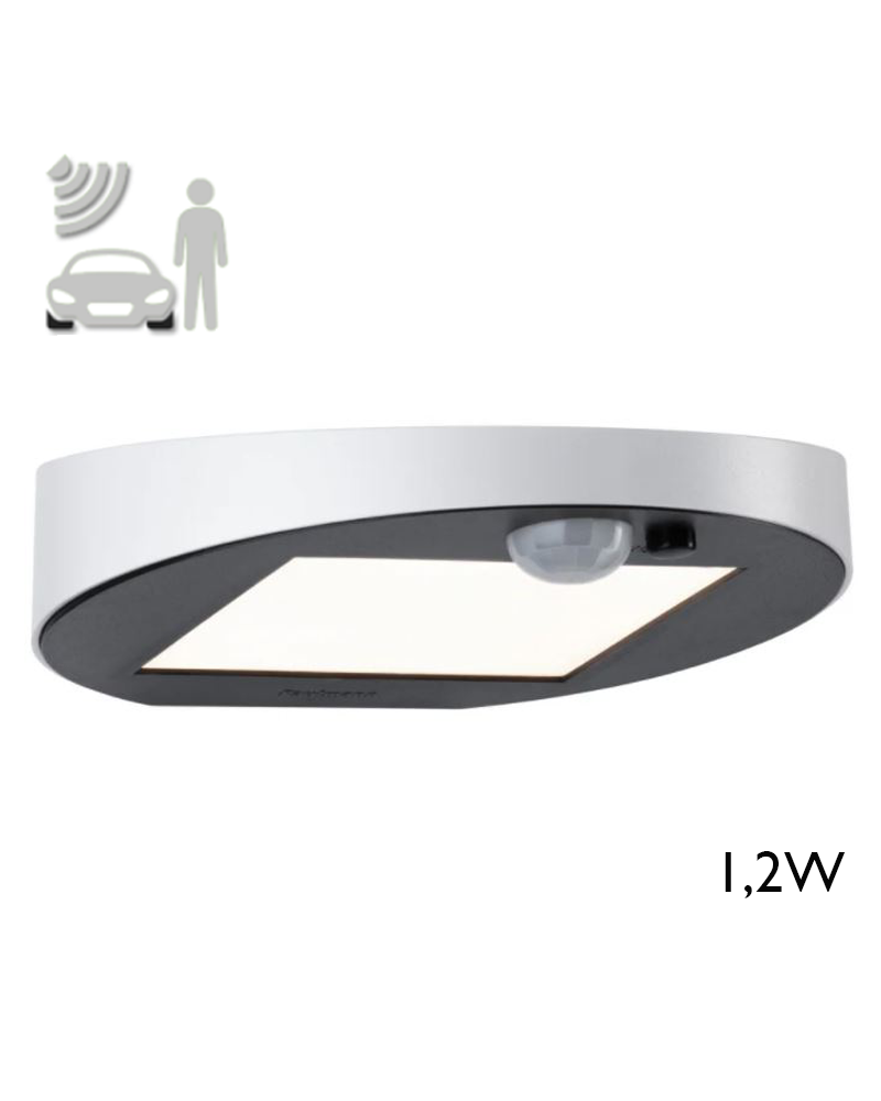 Aplique solar LED 1,2W IP44 3000K con sensor de movimiento