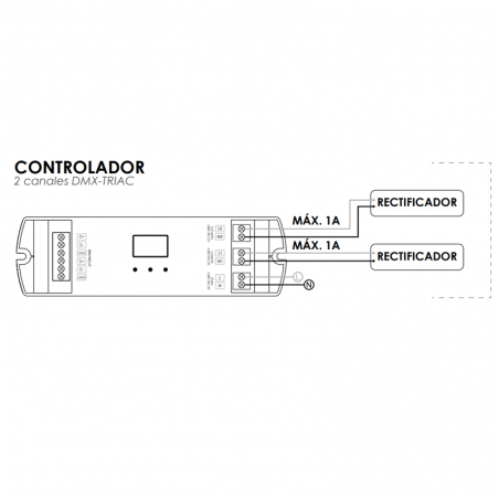 Controlador para LEDs 2 canales 220W DMX-TRIAC 100-240V IP20