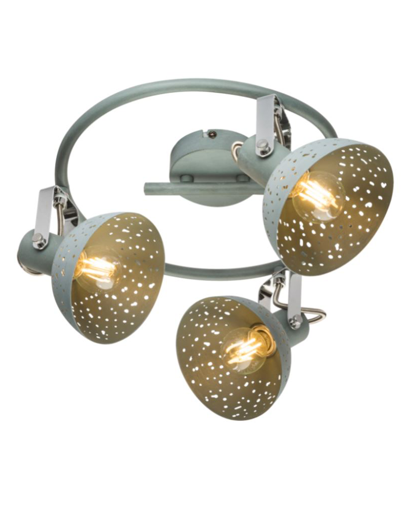 Plafón de techo circular 30cm 3 focos metal acabado gris E14 25W