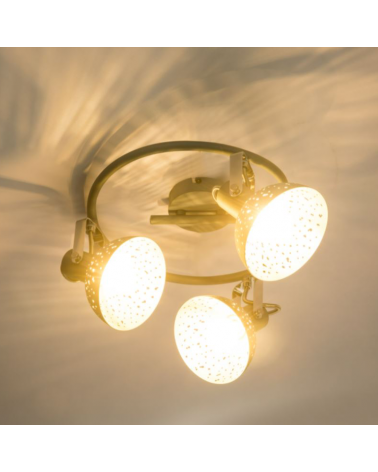 Circular ceiling light 30cm 3 metal spotlights grey finish E14 25W