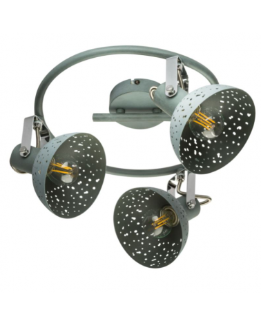 Circular ceiling light 30cm 3 metal spotlights grey finish E14 25W