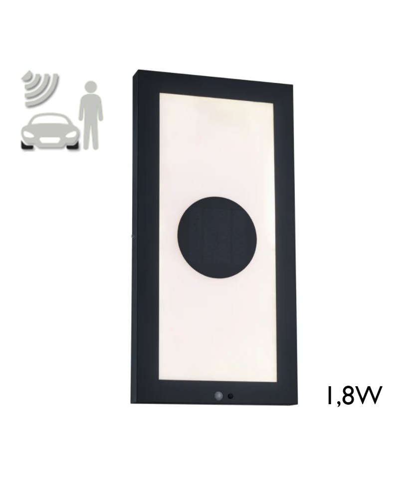 LED 1.8W IP44 3000K metal solar wall light with motion detector