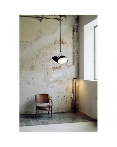 Design double ceiling lamp in black adjustable steel glass diffuser lampshade 50cm 2xE27