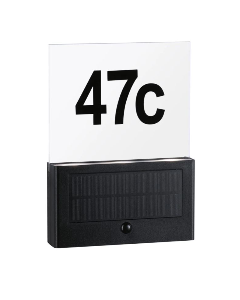 LED 1W IP44 3000K solar wall light with nightfall sensor with house number