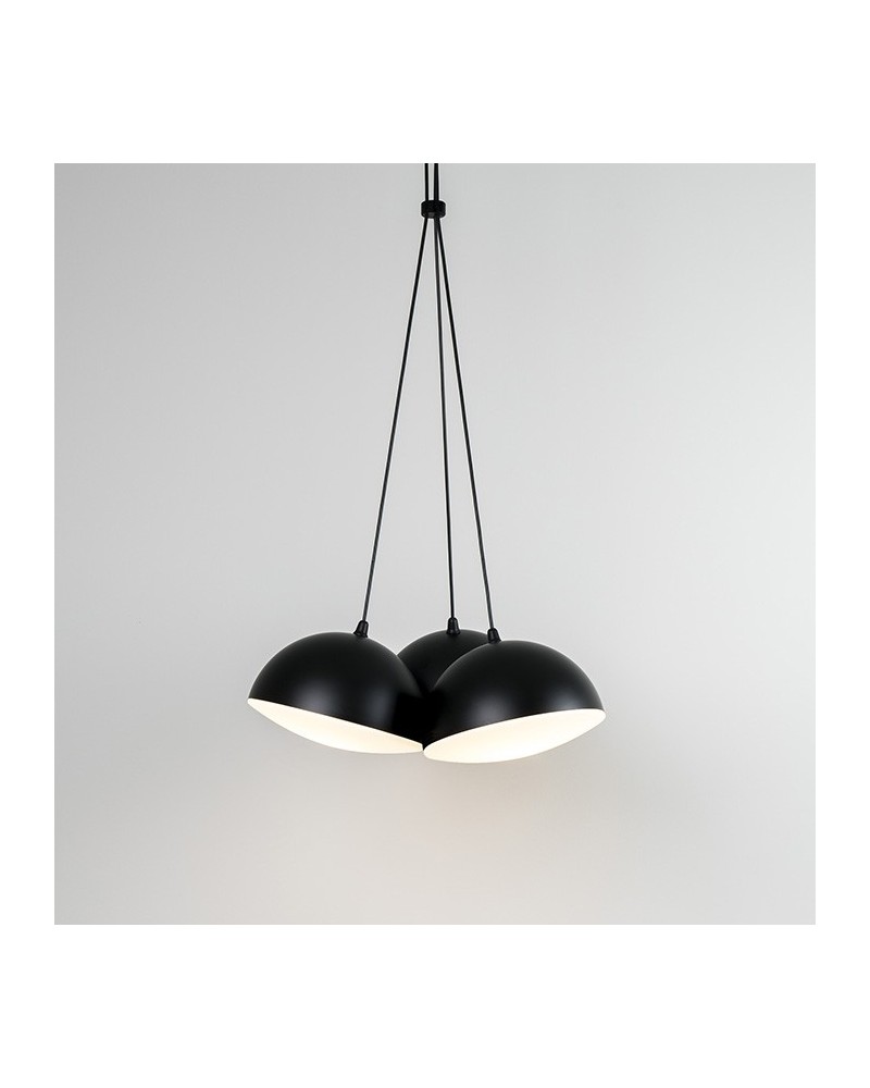 Design triple ceiling lamp in black adjustable steel glass diffuser shade 50cm 3xE27