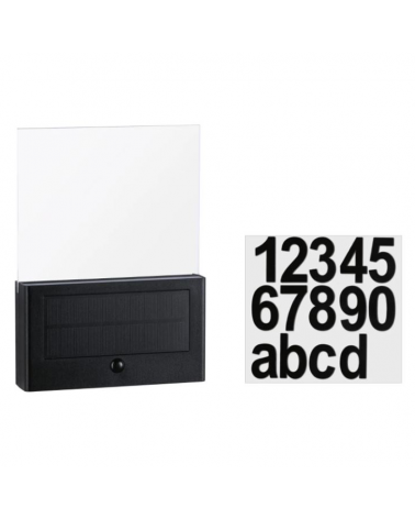 Aplique solar LED 1W IP44 3000K con sensor de anochecer con número casa
