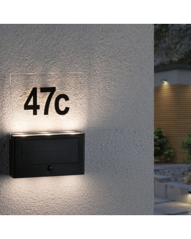 LED 1W IP44 3000K solar wall light with nightfall sensor with house number