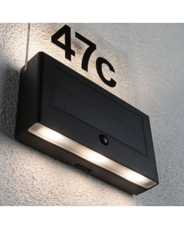 LED 1W IP44 3000K solar wall light with nightfall sensor with house number