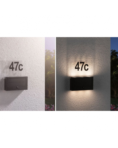 Aplique solar LED 1W IP44 3000K con sensor de anochecer con número casa