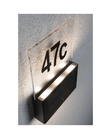 LED 1W IP44 3000K solar wall light with nightfall sensor with house number