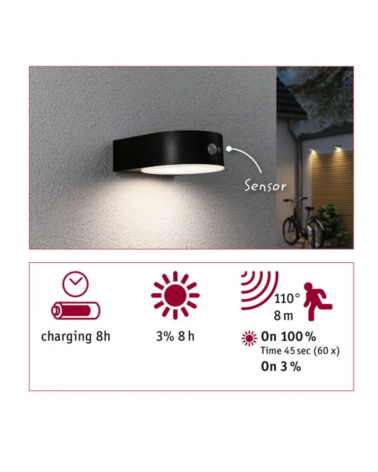 5.5W IP44 3000K LED solar wall light with motion sensor