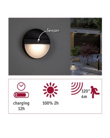 Aplique solar LED 1W IP44 3000K con sensor de movimiento