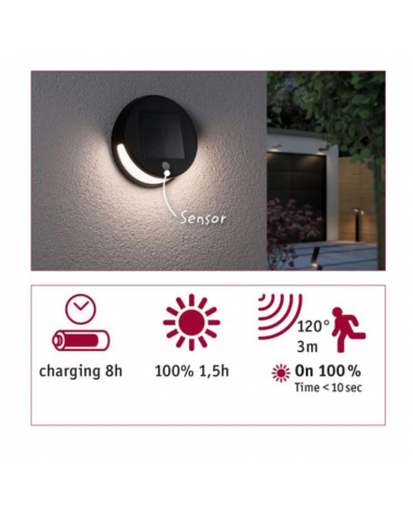 LED solar wall light with motion sensor 3W IP44 3000K warm white