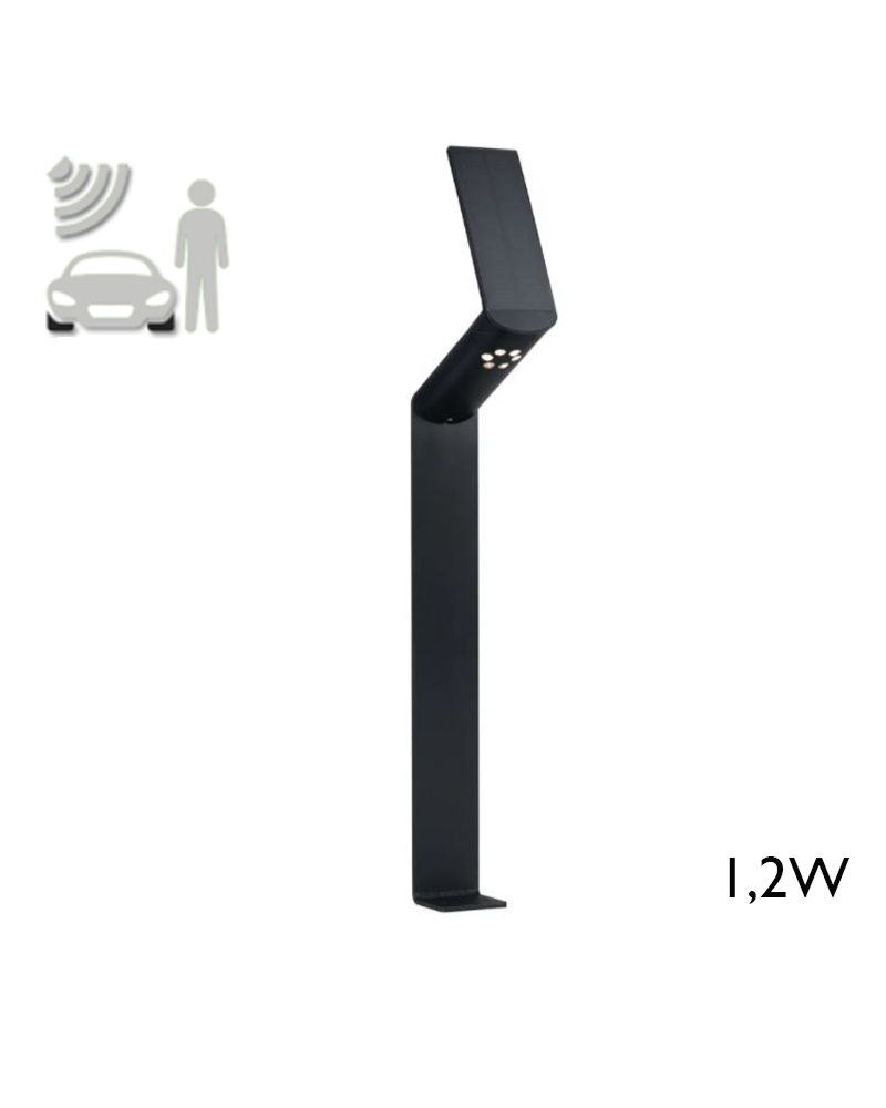 Baliza solar LED de 72cm de altura sensor de movimiento 1,2W 3000K