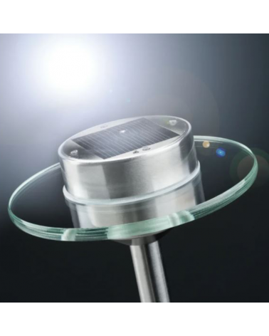 Baliza solar LED para jardín 55cm de altura de Acero inoxidable sensor de anochecer