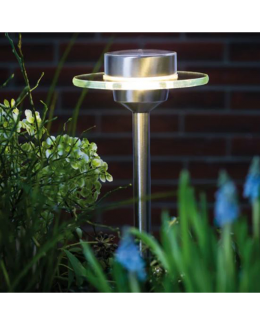 Baliza solar LED para jardín 55cm de altura de Acero inoxidable sensor de anochecer