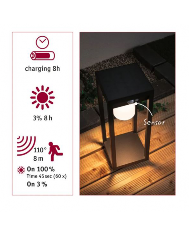 Lámpara solar LED de 40cm sensor de movimiento 5,5W 3000K