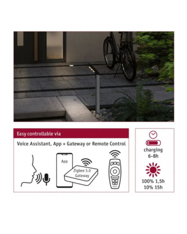 LED Solar Bollard 84.8cm height 1W 3000K with remote control and voice control