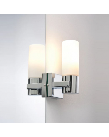 Pack 2 wall lights for bathroom metal chrome finish IP44 E14 2x20W