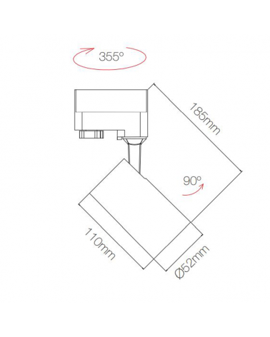 LED cylinder rail spotlight 5.2cm 9.5W CCT Switch 2700K/3000K/4000K