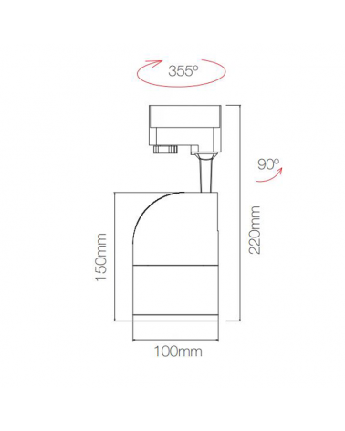 Foco de carril cilindro LED 10cm 20W CCT Switch 2700K/3200K/4000K