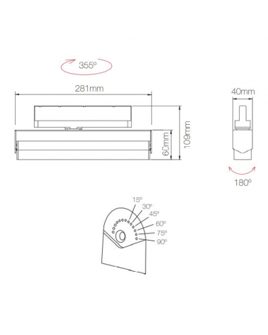 LED track light 28cm 20W 3000K 45º