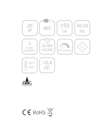 Three-phase LED track light 4.5W 48V 3000K 38º