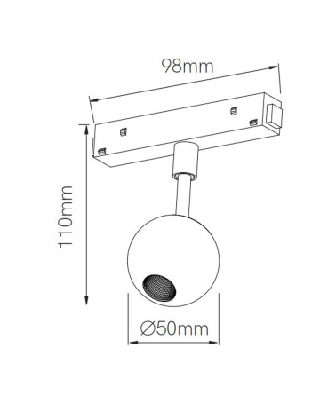 Three-phase LED track light 4.5W 48V 3000K 38º