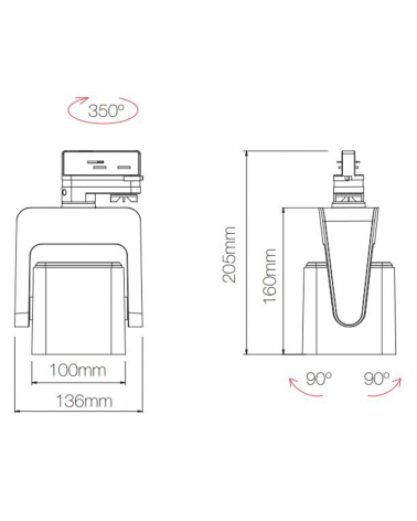 LED track light 10cm 40W 3000K 15º/24º/40º