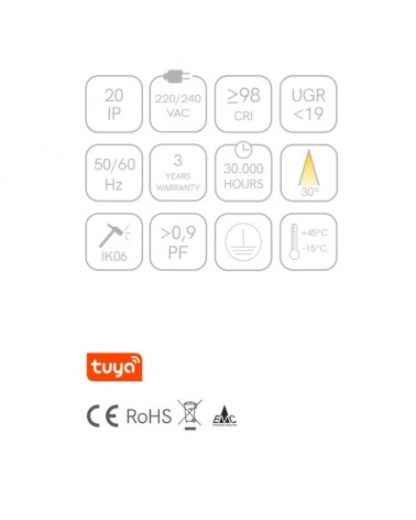 Foco proyector LED de aluminio y policarbonato 40W regulable 2600K-4000K App Tuya