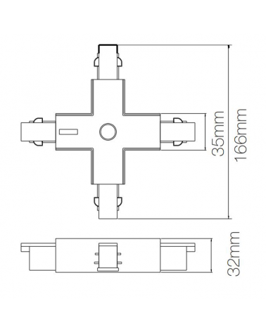 Conector forma de X carril universal