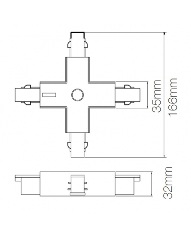 X-joint connector for 3-phase universal track