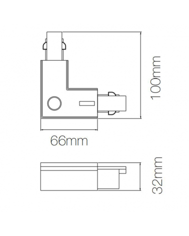 Right L-joint connector for 3-phase universal track