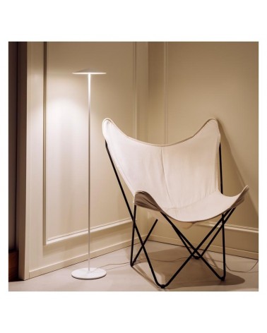 Design floor lamp 120cm dimmable flat aluminum shade 3xLED 5W 2700K 1500Lm
