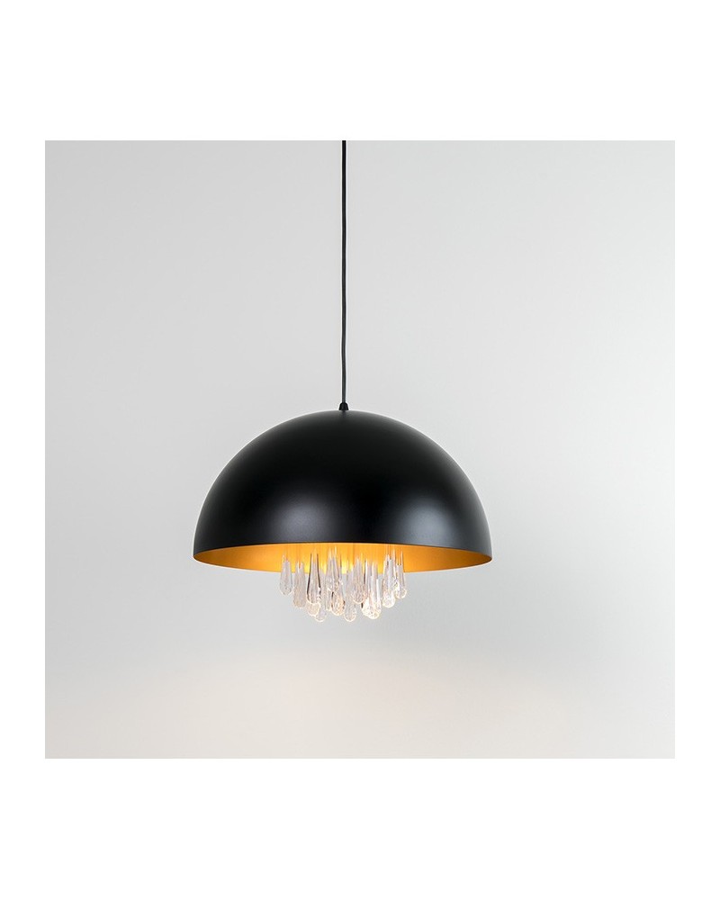 Design ceiling lamp 40cm with black steel lampshade inside Gold E27