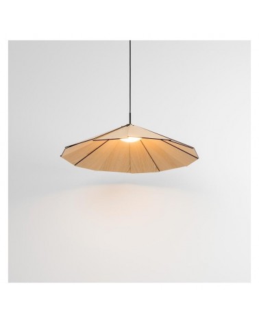 Design ceiling lamp 70cm with shade in ash wood slats LED 17W 2700K 1650Lm