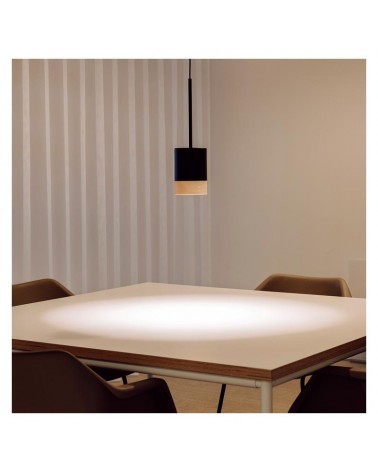 Design ceiling lamp 12cm steel cylinder black finish with GU10 ash wood edge